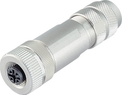 M12-A female cable connector, Contacts: 8, 8.0 - 9.0 mm, shieldable, screw clamp, IP67, UL