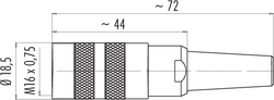 M16 IP40 female cable connector, Contacts: 2, 4.0 - 6.0 mm, shieldable, solder, IP40