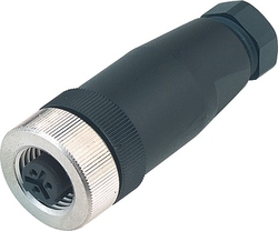 M12-US cable connector, Contacts: 2+PE, 6.0 - 8.0 mm, not shielded, screw clamp, IP67, UL