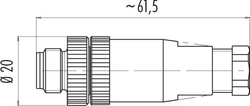 M12-US cable connector, Contacts: 2+PE, 4.0 - 6.0 mm, not shielded, screw clamp, IP67