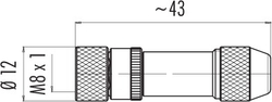 M8 female cable connector, Contacts: 4, 3.5 - 5.0 mm, shieldable, solder, IP67, UL listed