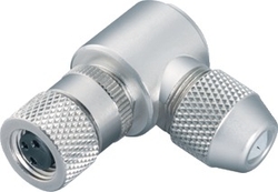 M8 female angled connector, Contacts: 4, 3.5 - 5.0 mm, shieldable, solder, IP67, UL listed