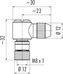 M8 female angled connector, Contacts: 4, 3.5 - 5.0 mm, shieldable, solder, IP67, UL listed