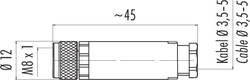 M8 female cable connector, Contacts: 4, 3.5 - 5.0 mm, not shielded, screw clamp, IP67, UL listed