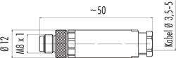 M8 cable connector, Contacts: 4, 3.5 - 5.0 mm, not shielded, screw clamp, IP67, UL listed