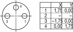 M8 female angled connector, Contacts: 3, 3.5 - 5.0 mm, not shielded, screw clamp, IP67, UL listed