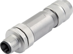 M12-D cable connector, Contacts: 4, 5.0 - 8.0 mm, shieldable, crimp (Crimp contacts must be ordered separately), IP67