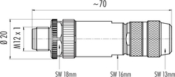 M12-D cable connector, Contacts: 4, 5.0 - 8.0 mm, shieldable, screw clamp, IP67, UL