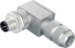 M12-D male angled connector, Contacts: 4, 5.0 - 8.0 mm, shieldable, screw clamp, IP67, UL