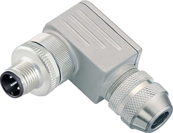 M12-D male angled connector, Contacts: 4, 6.0 - 8.0 mm, shieldable, screw clamp, IP67, UL