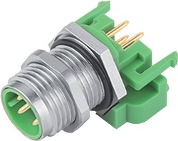 M12-D integrated plug, Contacts: 4, shieldable, dip-solder, IP67, UL