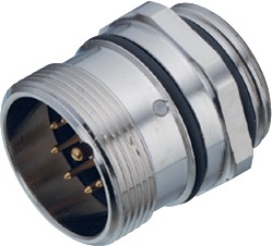 M23 male panel mount connector, Contacts: 16, shielding is not possible, solder, IP67, central lock