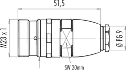 M23 coupling plug, Contacts: 9, 6.0 - 10.0 mm, shielding is not possible, solder, IP67