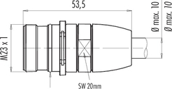 M23 coupling plug, Contacts: 12, 6.0 - 10.0 mm, shieldable, solder, IP67