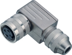 M16 IP67 female angled connector, Contacts: 3 DIN, 4.0 - 6.0 mm, shieldable, solder, IP67, UL