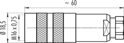 M16 IP67 female cable connector, Contacts: 5, 4.0 - 6.0 mm, shieldable, screw clamp, IP67, UL