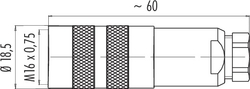 M16 IP67 female cable connector, Contacts: 6 DIN, 4.0 - 6.0 mm, shieldable, solder, IP67, UL