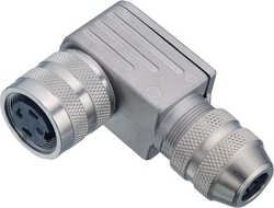 M16 IP67 female angled connector, Contacts: 3 DIN, 6.0 - 8.0 mm, shieldable, solder, IP67, UL