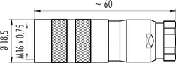 M16 IP67 female cable connector, Contacts: 8 DIN, 6.0 - 8.0 mm, shieldable, crimp (Crimp contacts must be ordered separately), IP68, UL, AISG compliant