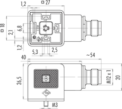 Size A adapter, Contacts: 3+PE, not shielded, pluggable, IP65