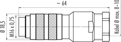 M16 IP67 cable connector, Contacts: 8 DIN, 8.0 - 10.0 mm, shieldable, solder, IP68, UL, AISG compliant