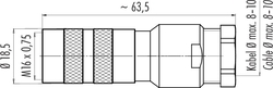 M16 IP67 female cable connector, Contacts: 24, 8.0 - 10.0 mm, shieldable, solder, IP67, UL