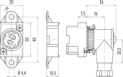 M12-A ribbon cable terminal, Contacts: 2, 4.0 - 6.0 mm, not shielded, screw clamp, IP67