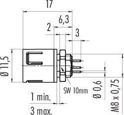 Erkek Panel Tip 3 Kontaklı Konnektör