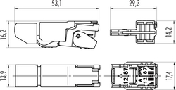 M12-X RJ45-male connector, shieldable, IP20, UL listed