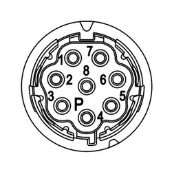 8 Contact Receptacle Male P Coding 180° Connector