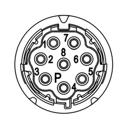 8 Contact Receptacle Male P Coding 180° Connector