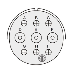 9 Contact Wall Mounting 180° Straigth Female Military Connector (VG 95234)