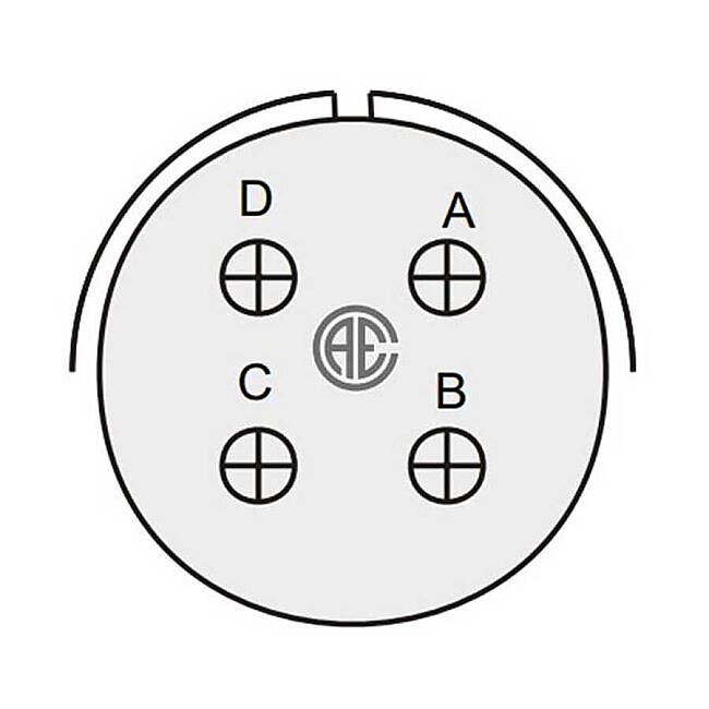4 Contact Receptacle 180° Straigth Female Military Connector (MIL-DTL-5015) - 2