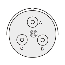 3 Contact Receptacle 180° Straigth Male Military Connector (MIL-DTL-5015)