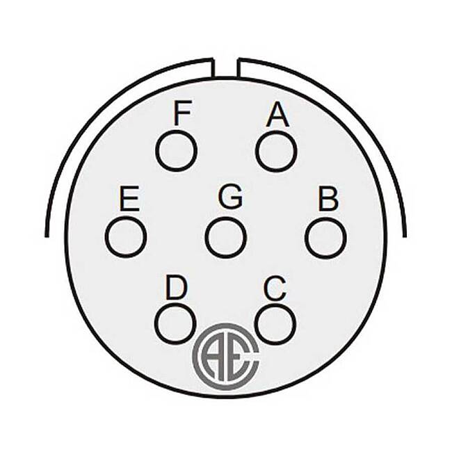 7 Contact Plug 180° Straigth Female Military Connector (MIL-DTL-5015) - 2