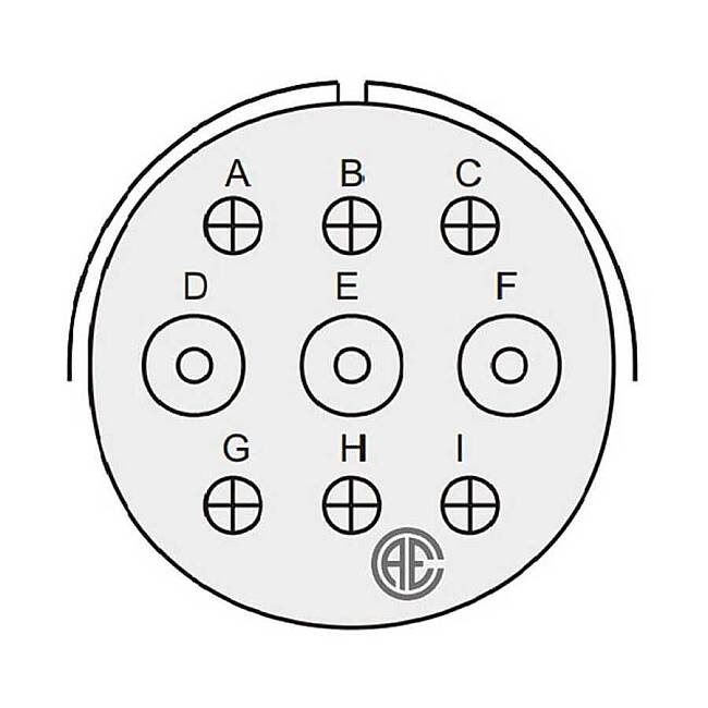 9 Contact Plug 90° Angled Male Military Connector (MIL-DTL-5015) - 2